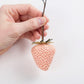 Realistic Strawberry Charm Keychain with Faux Leather Strap