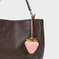 Realistic Strawberry Charm Keychain with Faux Leather Strap