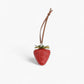 Realistic Strawberry Charm Keychain with Faux Leather Strap