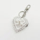Lace Heart Charm Keychain with Pearl Bow Accent