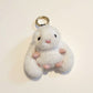 Plush Bunny Keychain with Soft Faux Fur and Gold Ring Attachment
