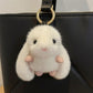 Plush Bunny Keychain with Soft Faux Fur and Gold Ring Attachment