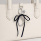 Silver Bead Charm Keychain with Velvet Ribbon Bow