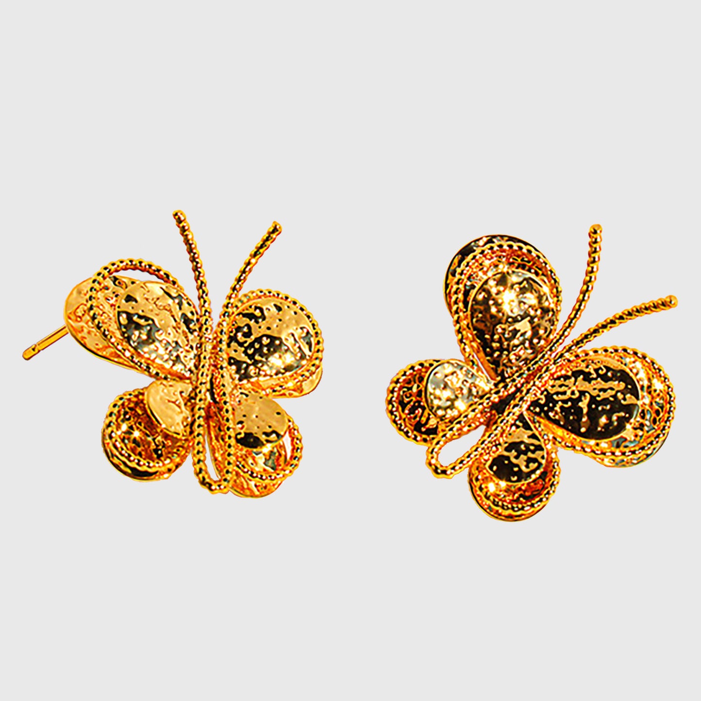 Butterfly Stud Earrings - Intricate Textured Statement Earrings