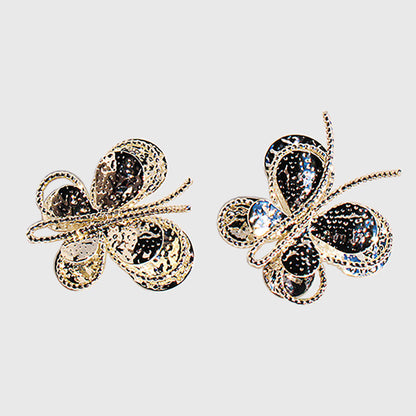 Butterfly Stud Earrings - Intricate Textured Statement Earrings