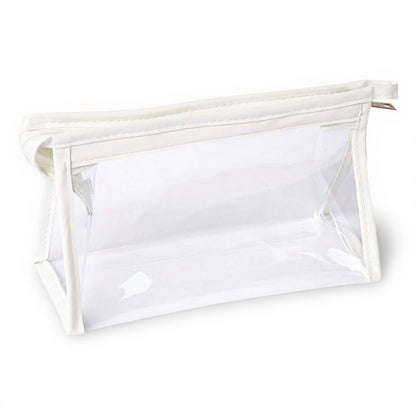 Clear PVC Cosmetic Pouch with Zipper Closure and Structured Base 7.9x3x4.7 in