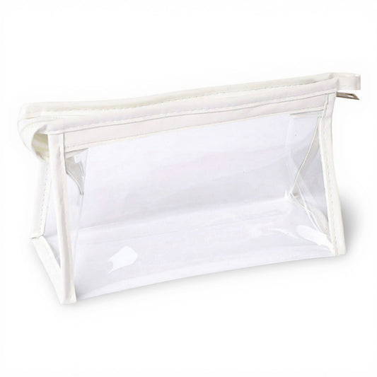 Clear PVC Cosmetic Pouch with Zipper Closure and Structured Base 7.9x3x4.7 in