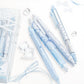 Set of 4 Retractable Ballpoint Pens with Light Blue Decorative Barrel Designs