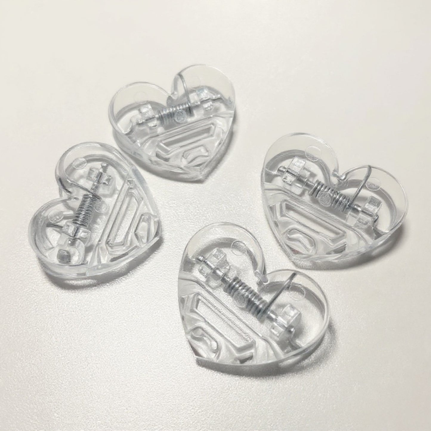 Set of 10 Heart-Shaped Acrylic Hair Claw Clips