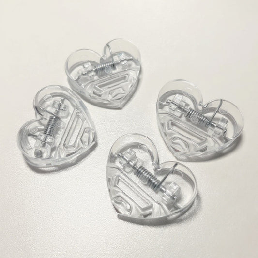 Set of 10 Heart-Shaped Acrylic Hair Claw Clips