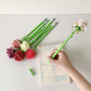 Set of 6 Artificial Rose Flower Pens with Realistic Petals and Green Stems