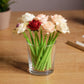 Set of 6 Artificial Rose Flower Pens with Realistic Petals and Green Stems