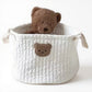 Soft Fabric Storage Basket with Embroidered Teddy Bear Design and Side Handles