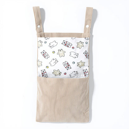 Hanging Wall Organizer with Corduroy Pocket and Animals Print Design