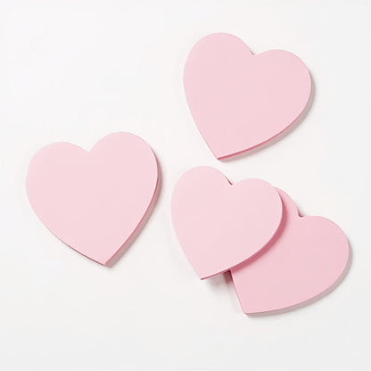 3-Piece Heart Shaped Sticky Note Pad Set for Desk and Office Use