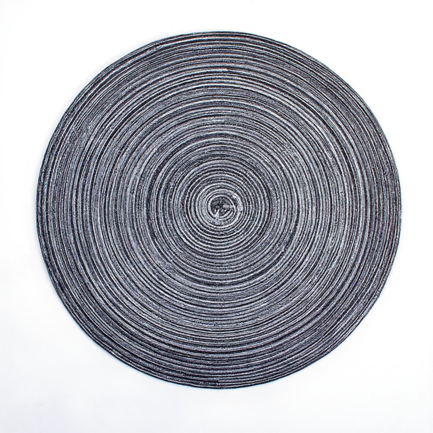 4-Piece Round Braided Woven Placemat with Textured Spiral Pattern for Dining Table