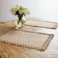 2-Piece Rectangular Lace Trim Woven Placemat with Decorative Crochet Edge