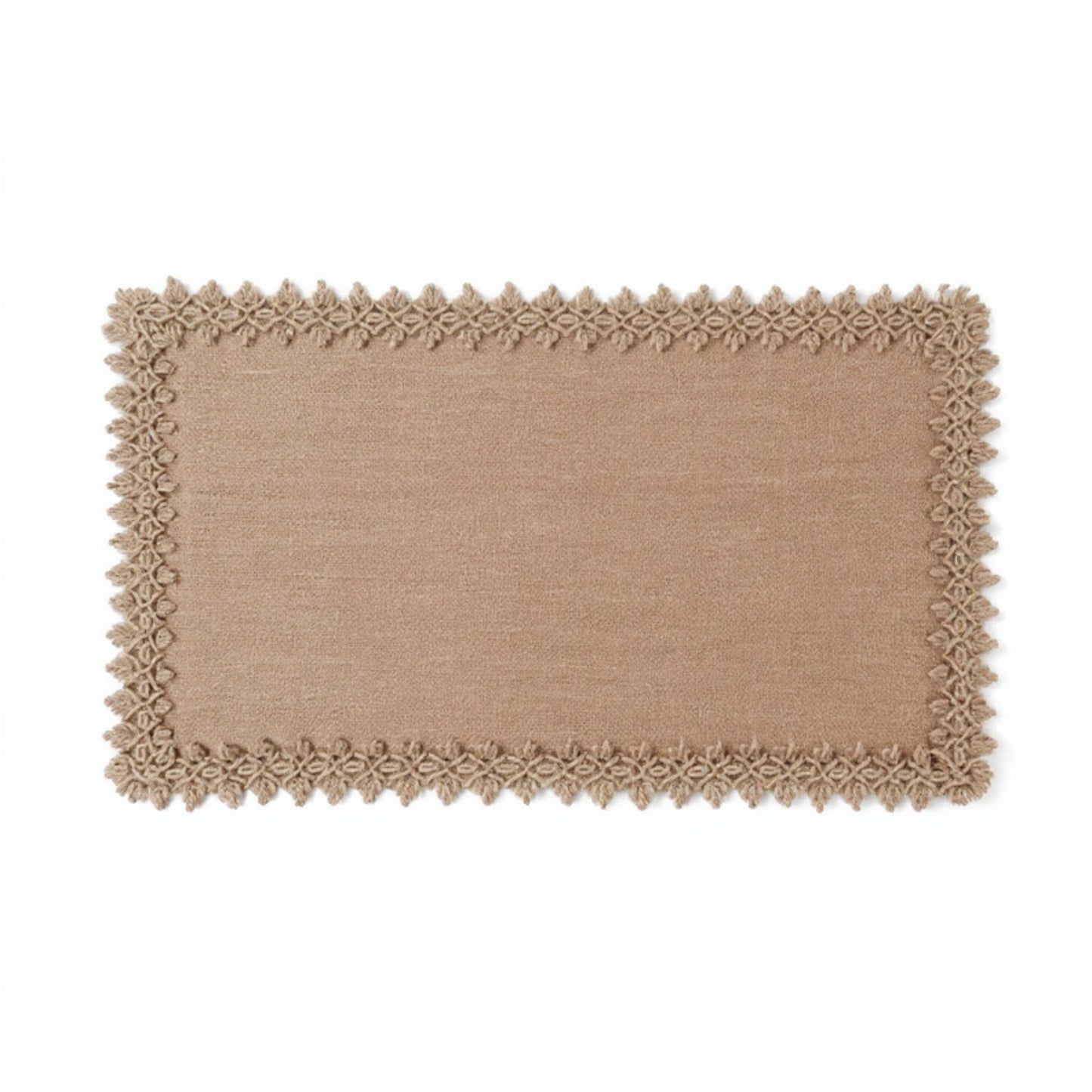 2-Piece Rectangular Lace Trim Woven Placemat with Decorative Crochet Edge
