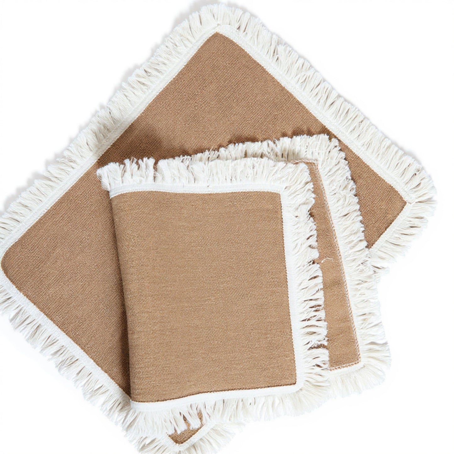 2-Piece Rectangular Lace Trim Woven Placemat with Decorative Crochet Edge