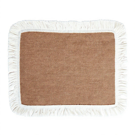 2-Piece Rectangular Lace Trim Woven Placemat with Decorative Crochet Edge