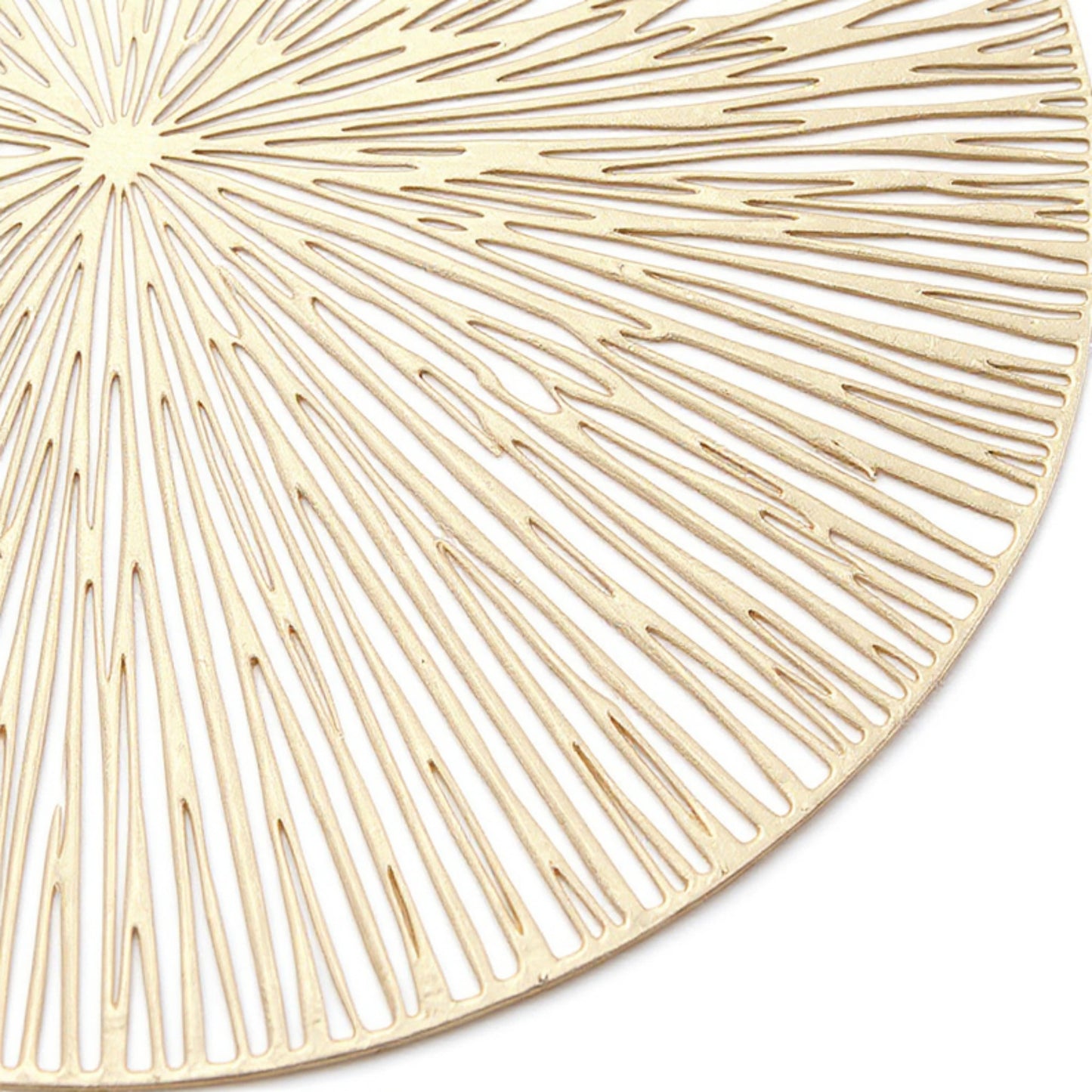 4-Piece Round Woven Rattan Placemat with Radiating Sunburst Design