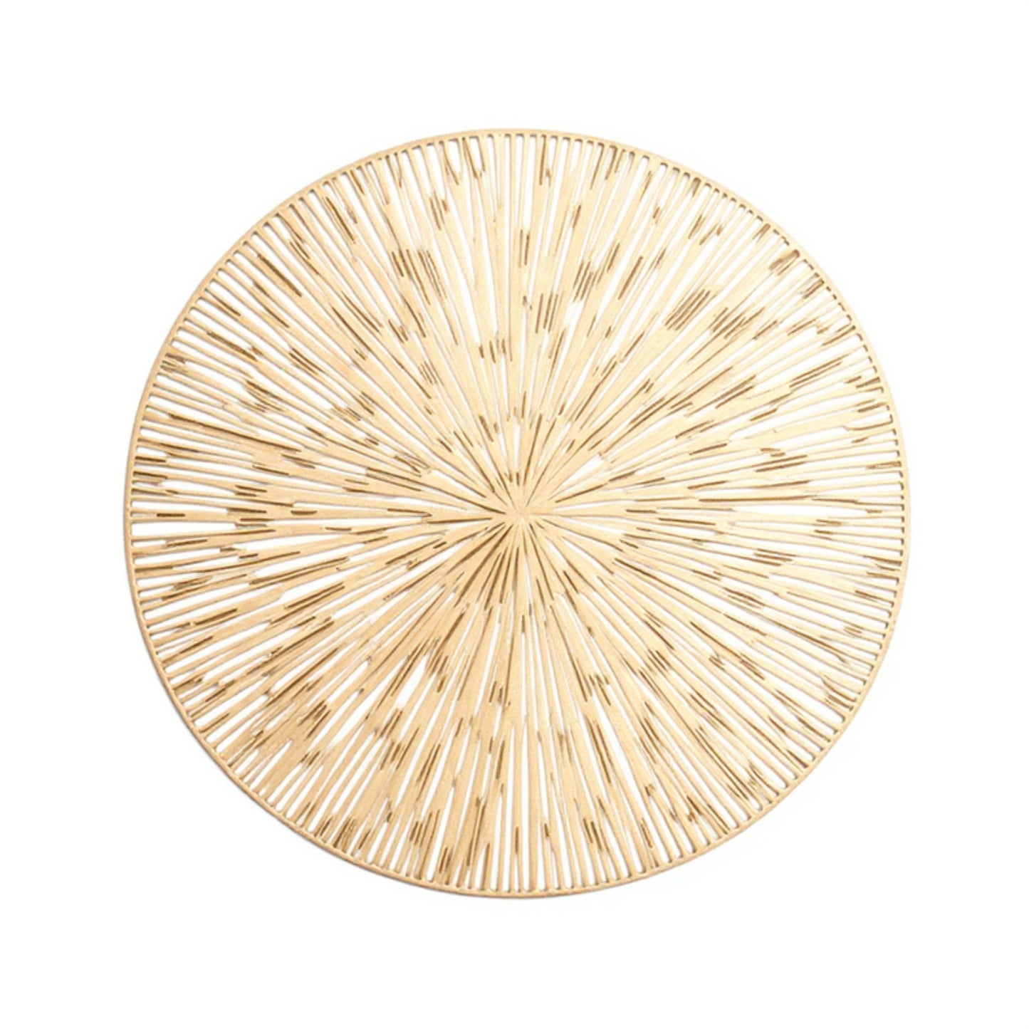 4-Piece Round Woven Rattan Placemat with Radiating Sunburst Design