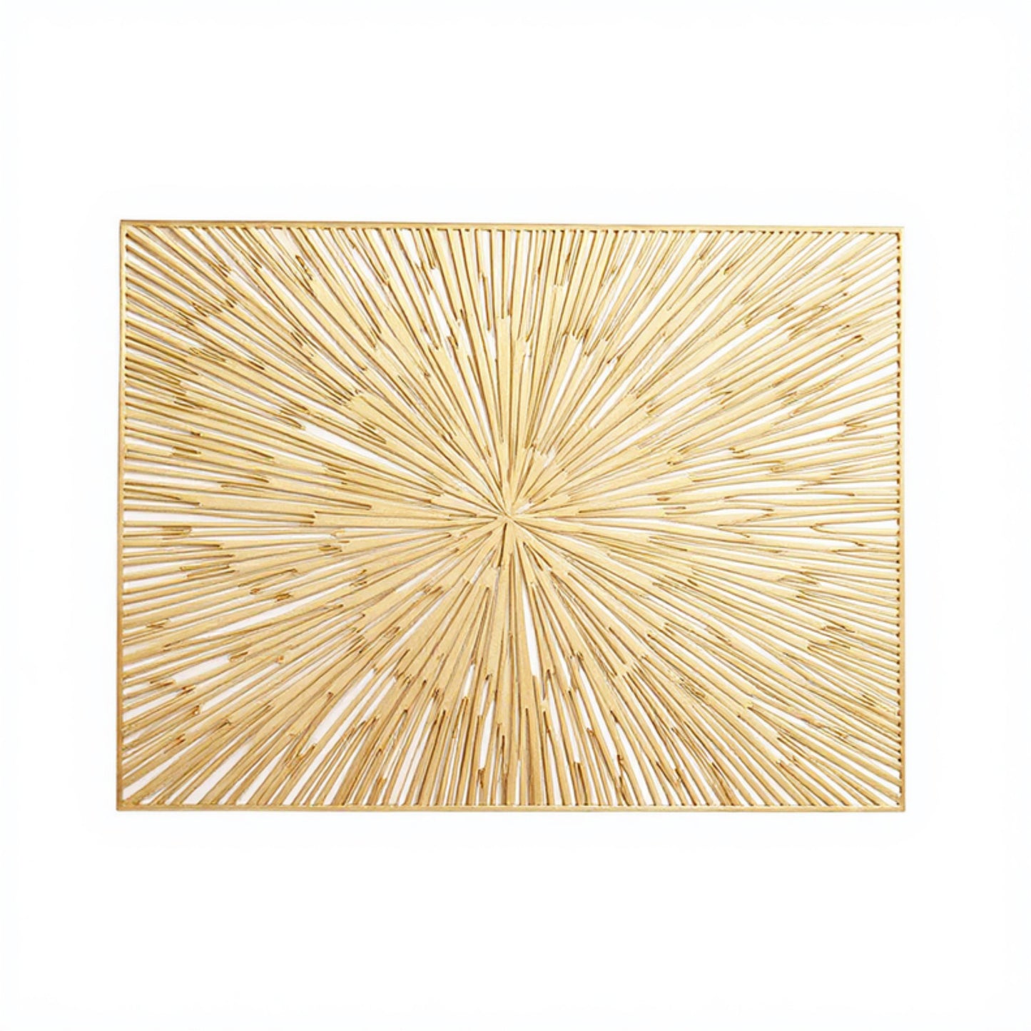 4-Piece Rectangular Woven Rattan Placemat with Radiating Sunburst Design