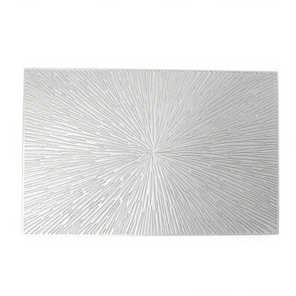 4-Piece Rectangular Woven Rattan Placemat with Radiating Sunburst Design