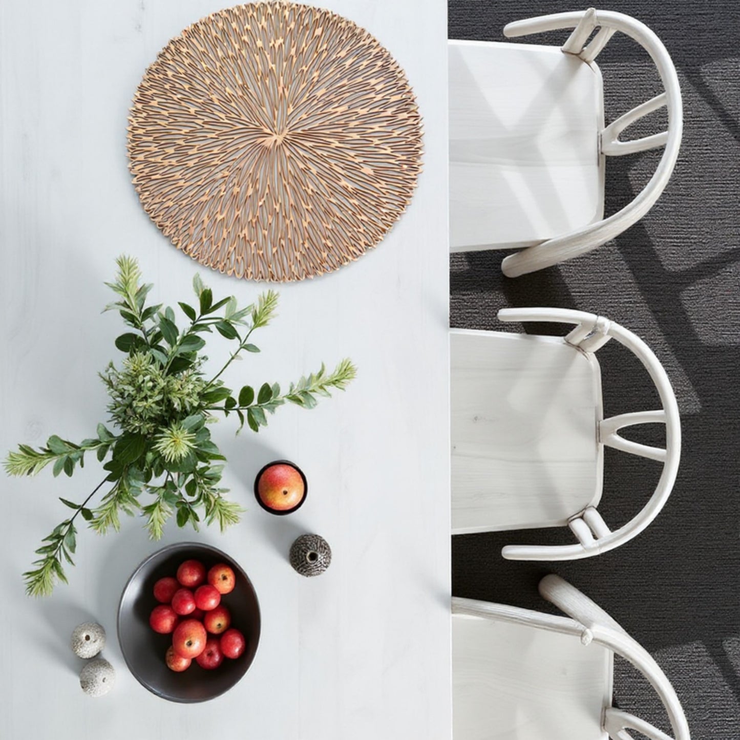 4-Piece Round Woven Placemat with Radiating Textured Design