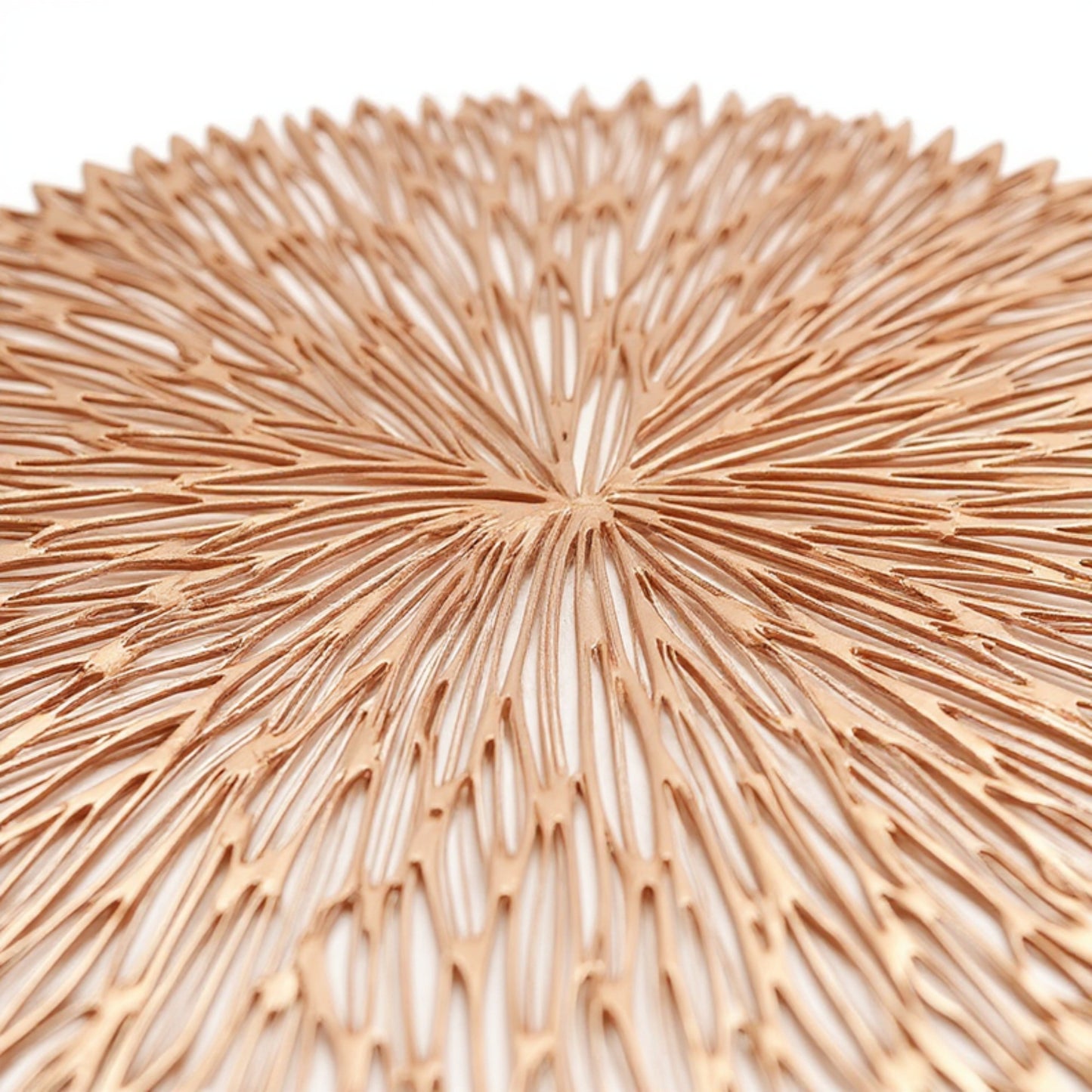 4-Piece Round Woven Placemat with Radiating Textured Design