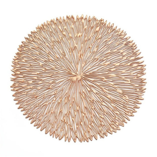 4-Piece Round Woven Placemat with Radiating Textured Design