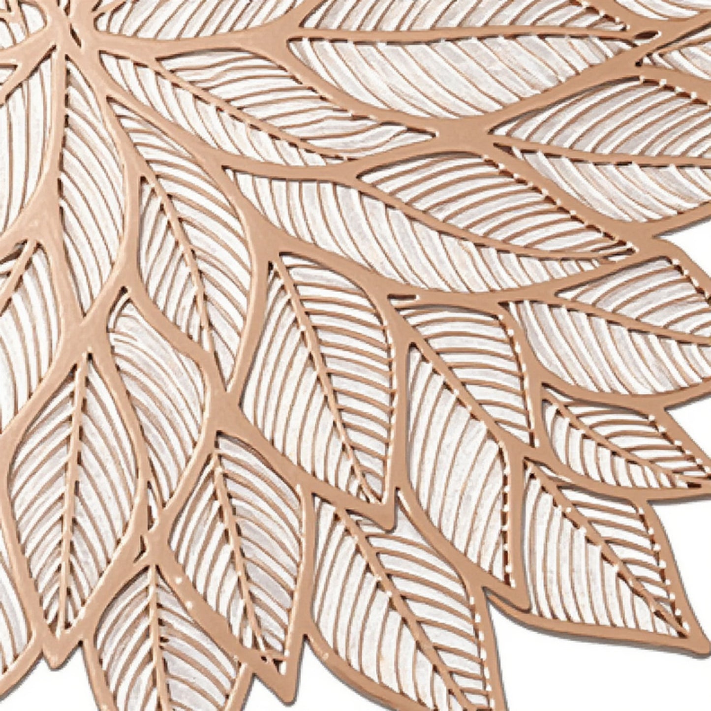 4-Piece Round Leaf Pattern Placemat with Cutout Design