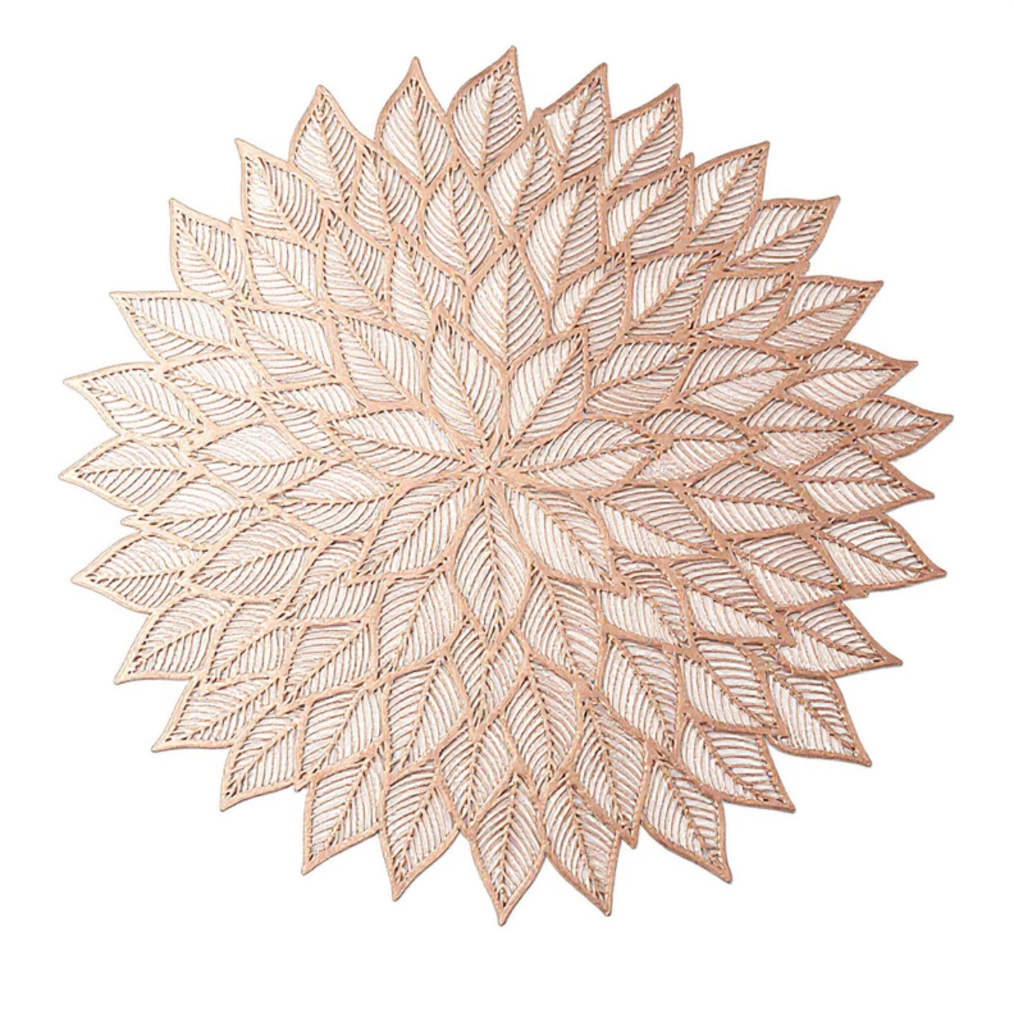4-Piece Round Leaf Pattern Placemat with Cutout Design