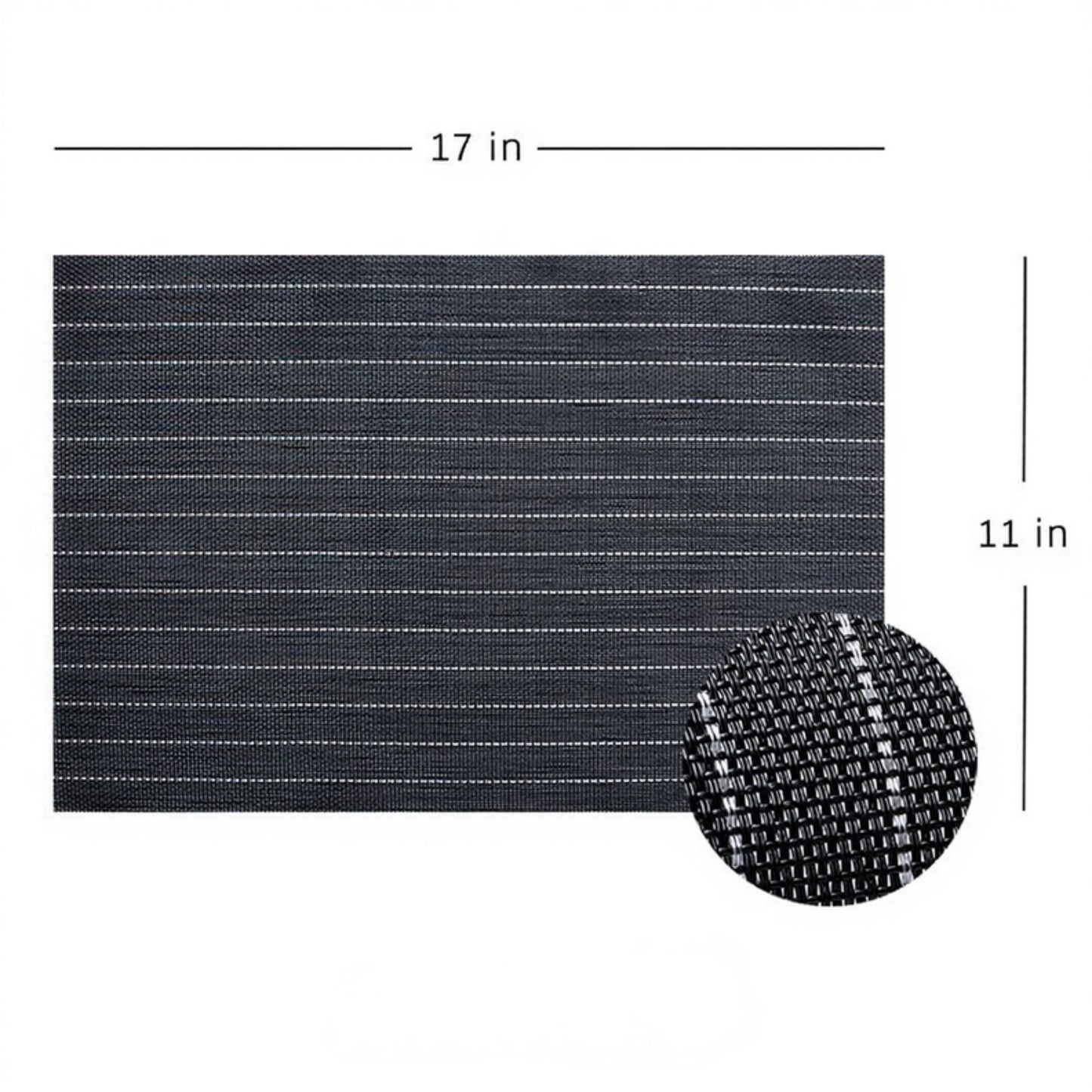 2-Piece Rectangular Woven Placemat with Subtle Horizontal Stripe Texture