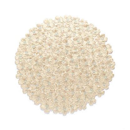 4-Piece Round Floral Cutout Placemat with Embroidered Petal Details