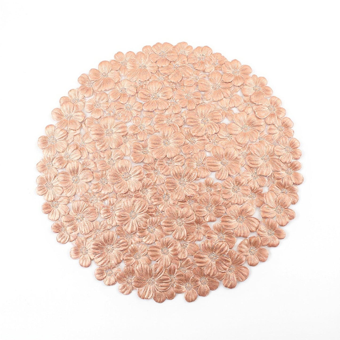 4-Piece Round Floral Cutout Placemat with Embroidered Petal Details
