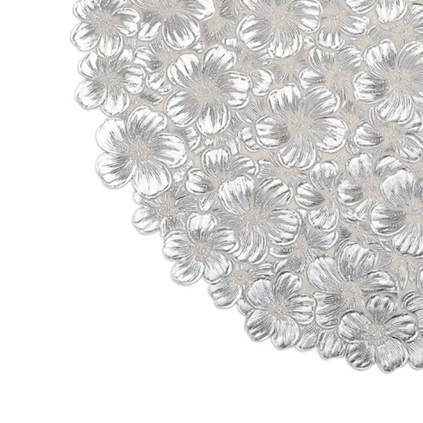 4-Piece Round Floral Cutout Placemat with Embroidered Petal Details