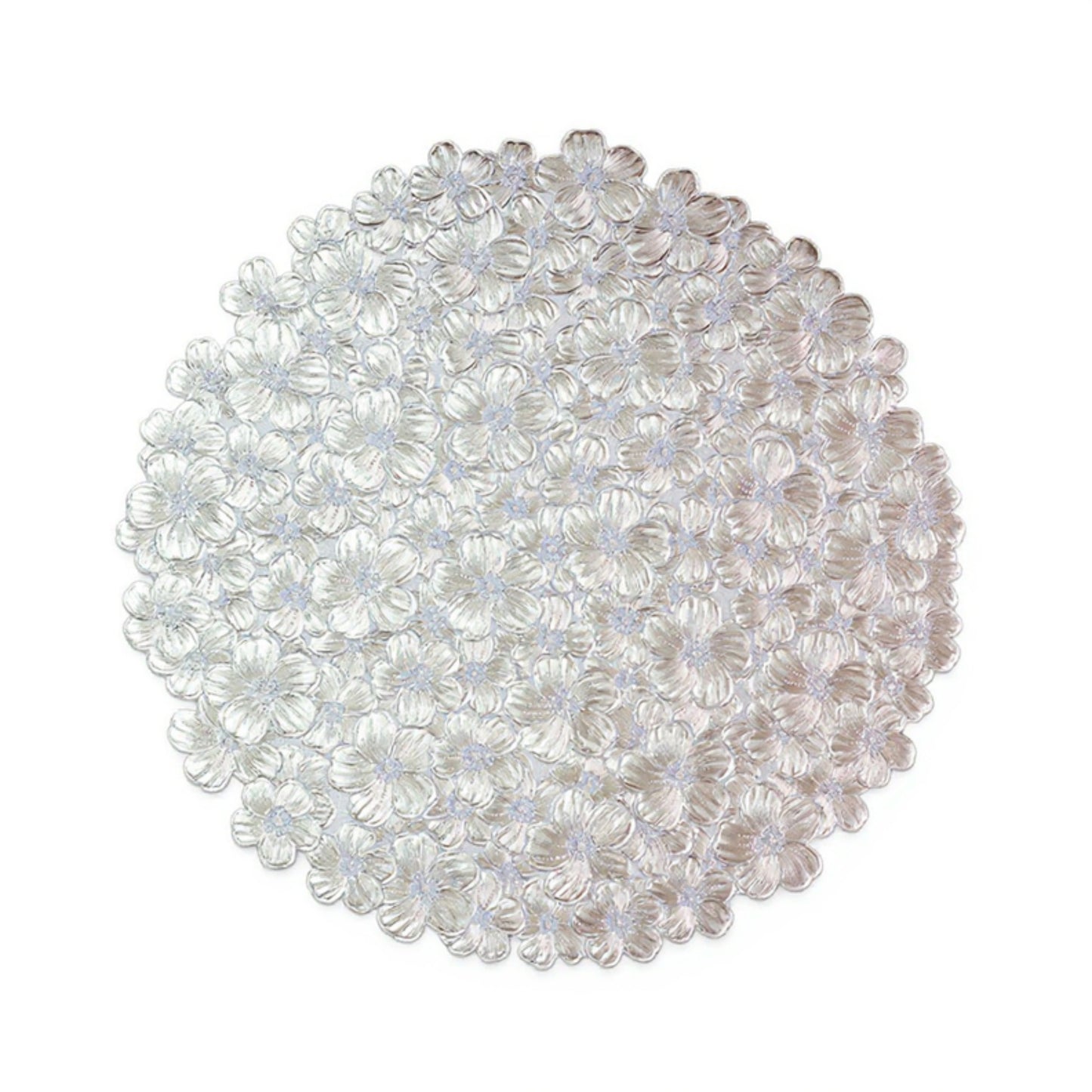 4-Piece Round Floral Cutout Placemat with Embroidered Petal Details