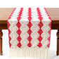 Woven Table Runner with Geometric Diamond Pattern and Fringe Ends
