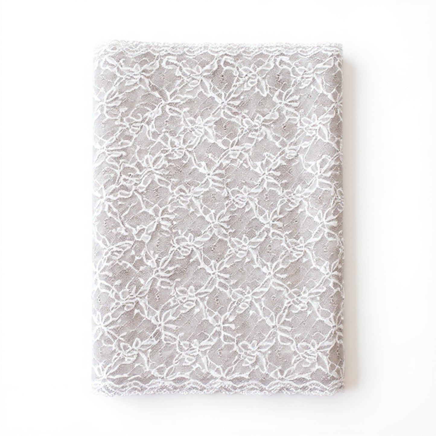 Floral Lace Table Runner with Scalloped Edges and Sheer Overlay