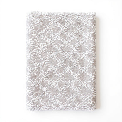 Floral Lace Table Runner with Scalloped Edges and Sheer Overlay