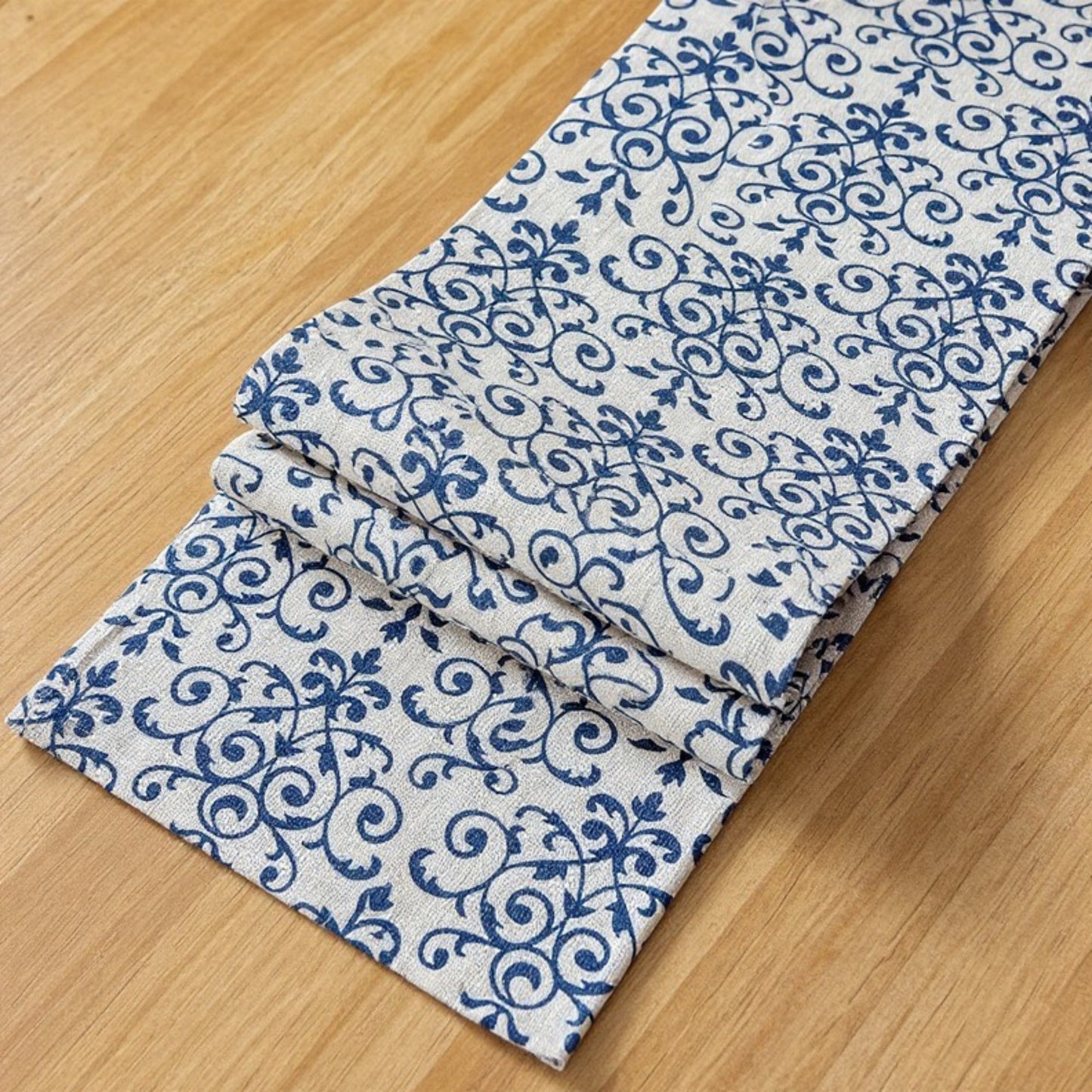 Ornate Damask Table Runner with Intricate Scroll Pattern 12x55in