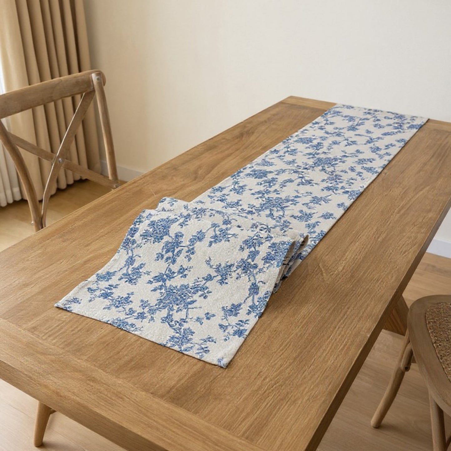 Ornate Damask Table Runner with Intricate Scroll Pattern 12x55in