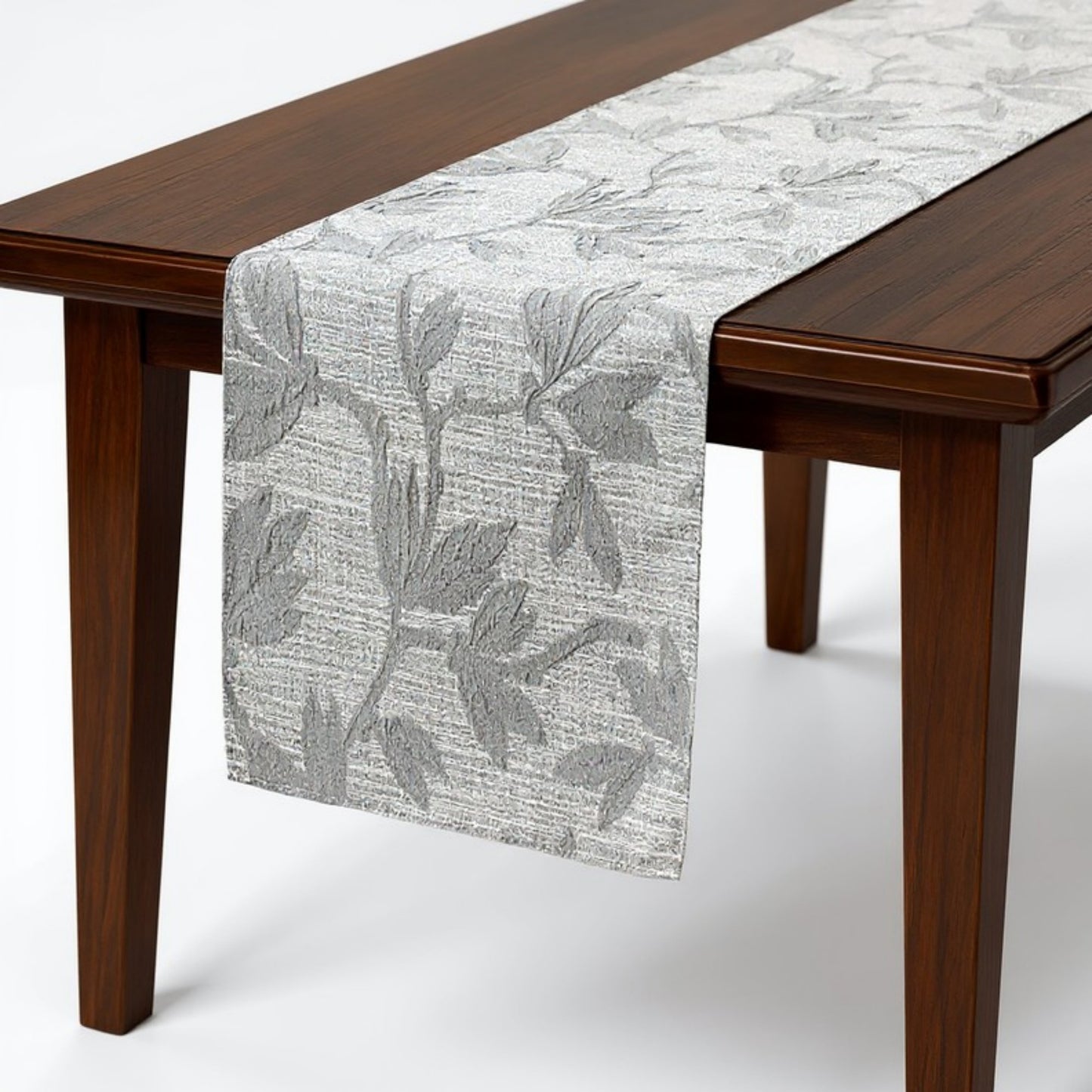 Floral Embroidered Table Runner with Intricate Pattern Detailing 13.5x47in