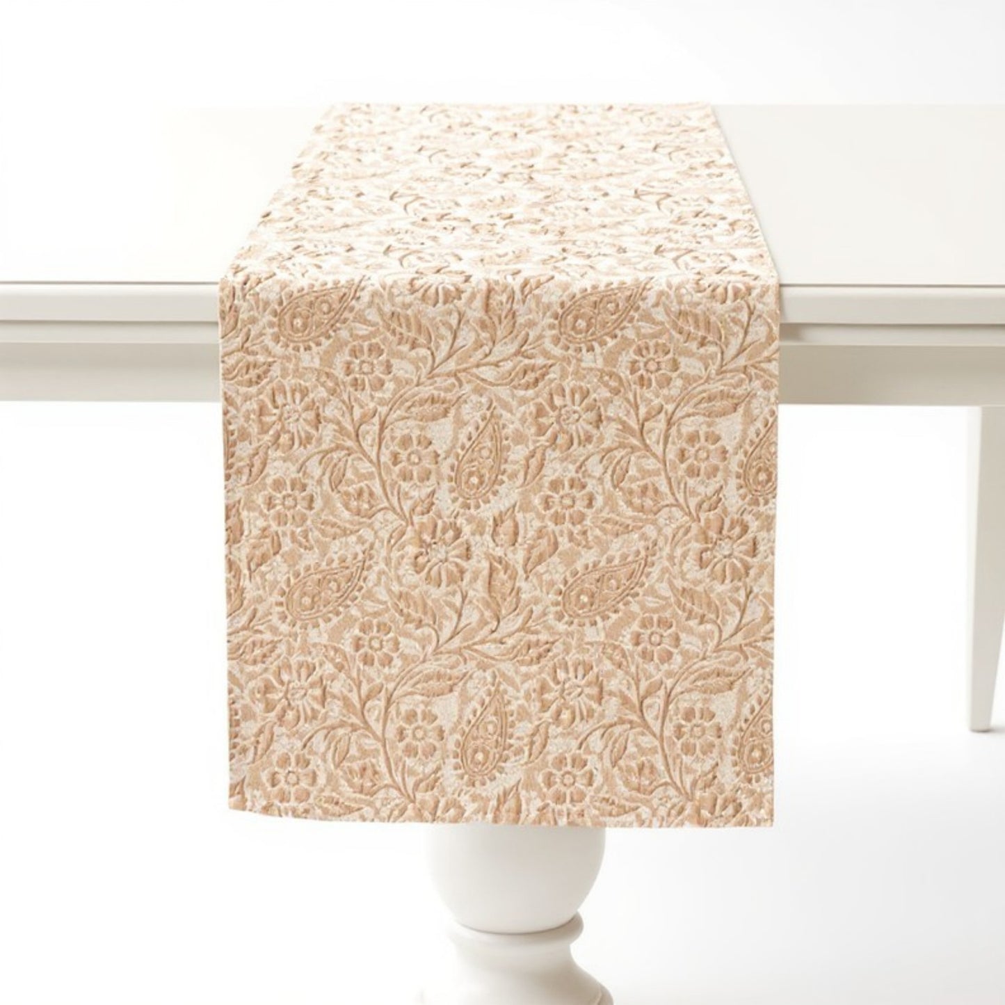Floral Embroidered Table Runner with Intricate Pattern Detailing 13.5x47in