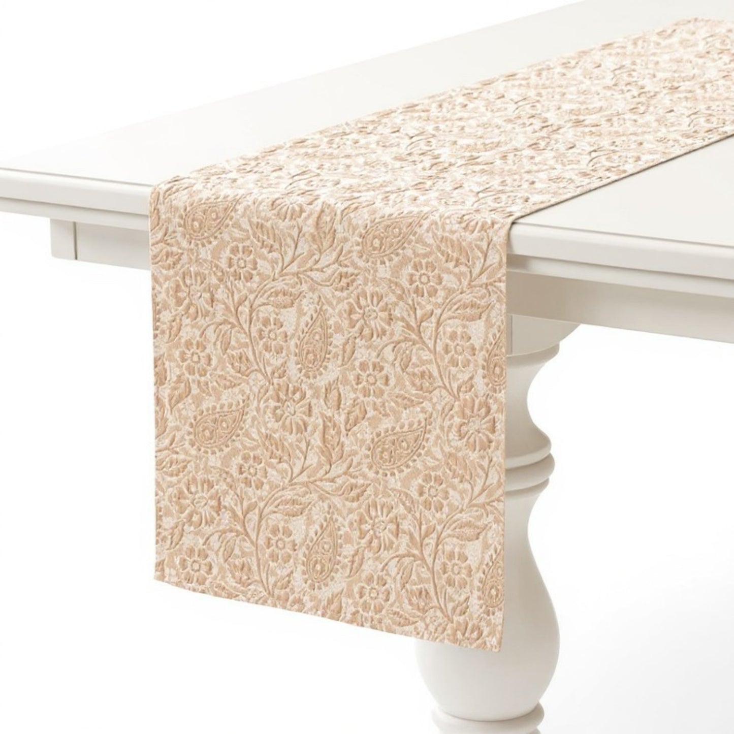 Floral Embroidered Table Runner with Intricate Pattern Detailing 13.5x47in