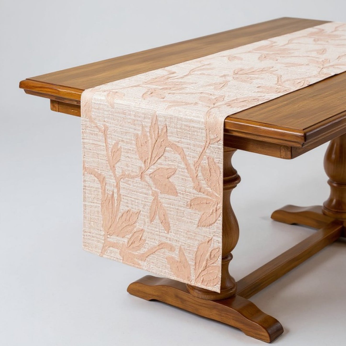 Floral Embroidered Table Runner with Intricate Pattern Detailing 13.5x47in