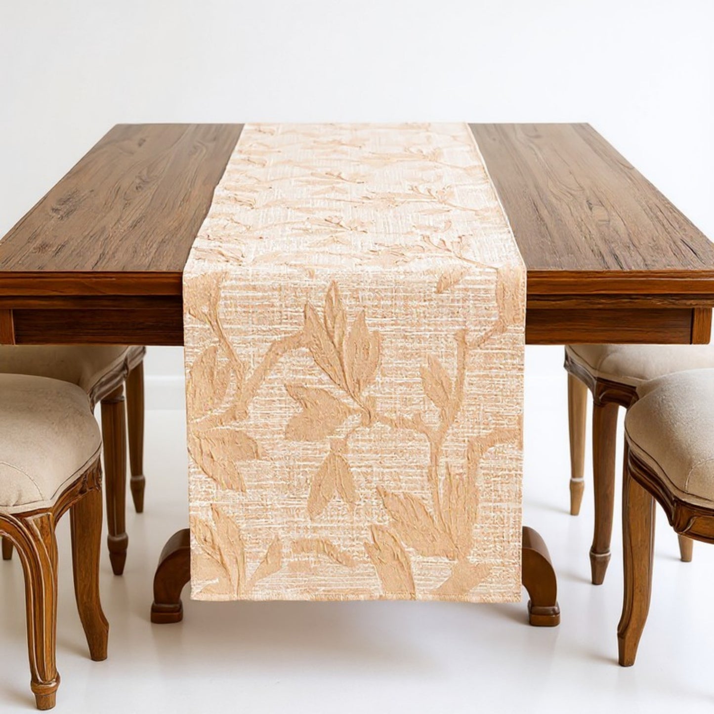 Floral Embroidered Table Runner with Intricate Pattern Detailing 13.5x47in
