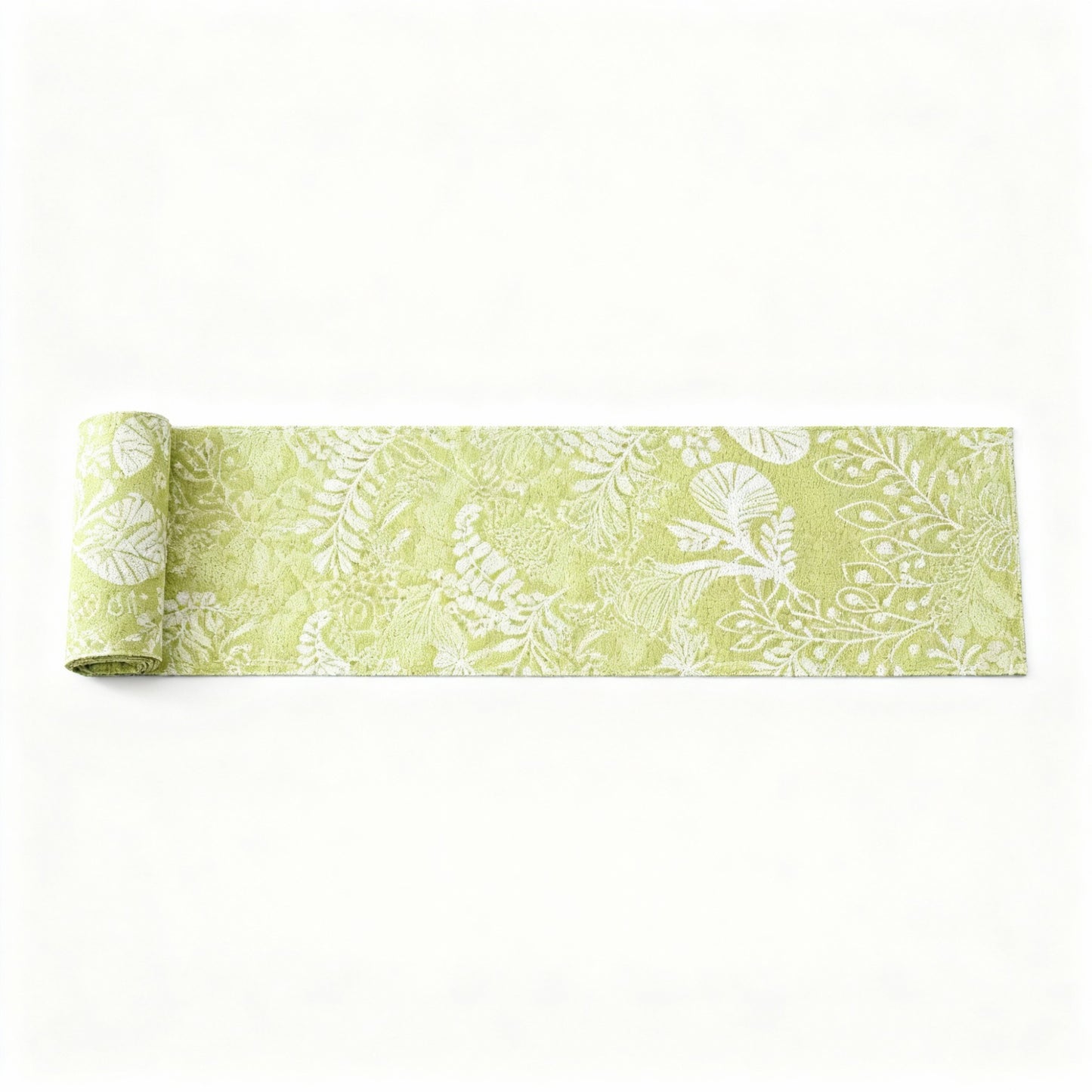 Botanical Leaf Pattern Table Runner with Textured Woven Design