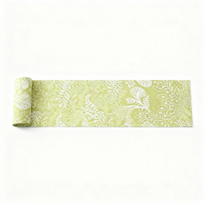 Botanical Leaf Pattern Table Runner with Textured Woven Design